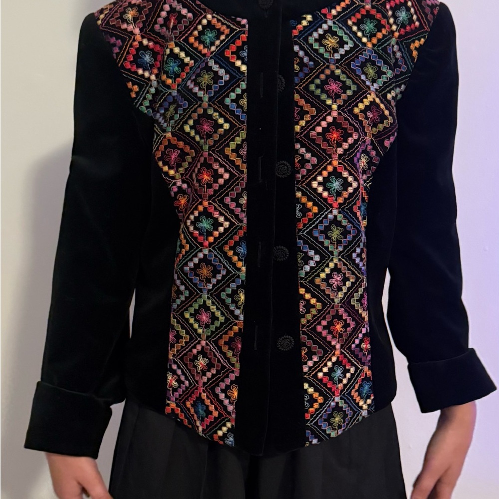 Embroidered Black Velvet Jacket